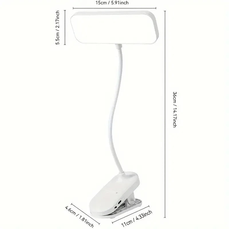 Clip-on LED USB charging desk lamp for college students, dormitory desk and bedroom reading lamp, suitable for office, study,