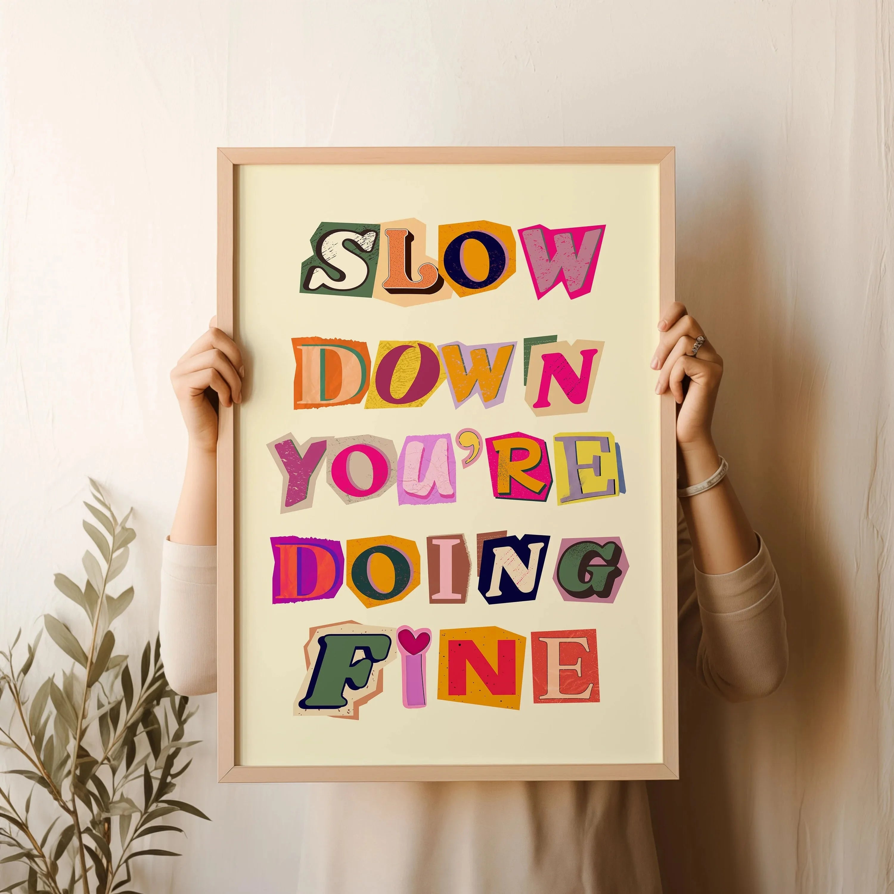 Slow Down You're Doing Great Inspirational Canvas Poster Daily Reminder Wall Art Prints for Modern Living Room Home Decor Gifts