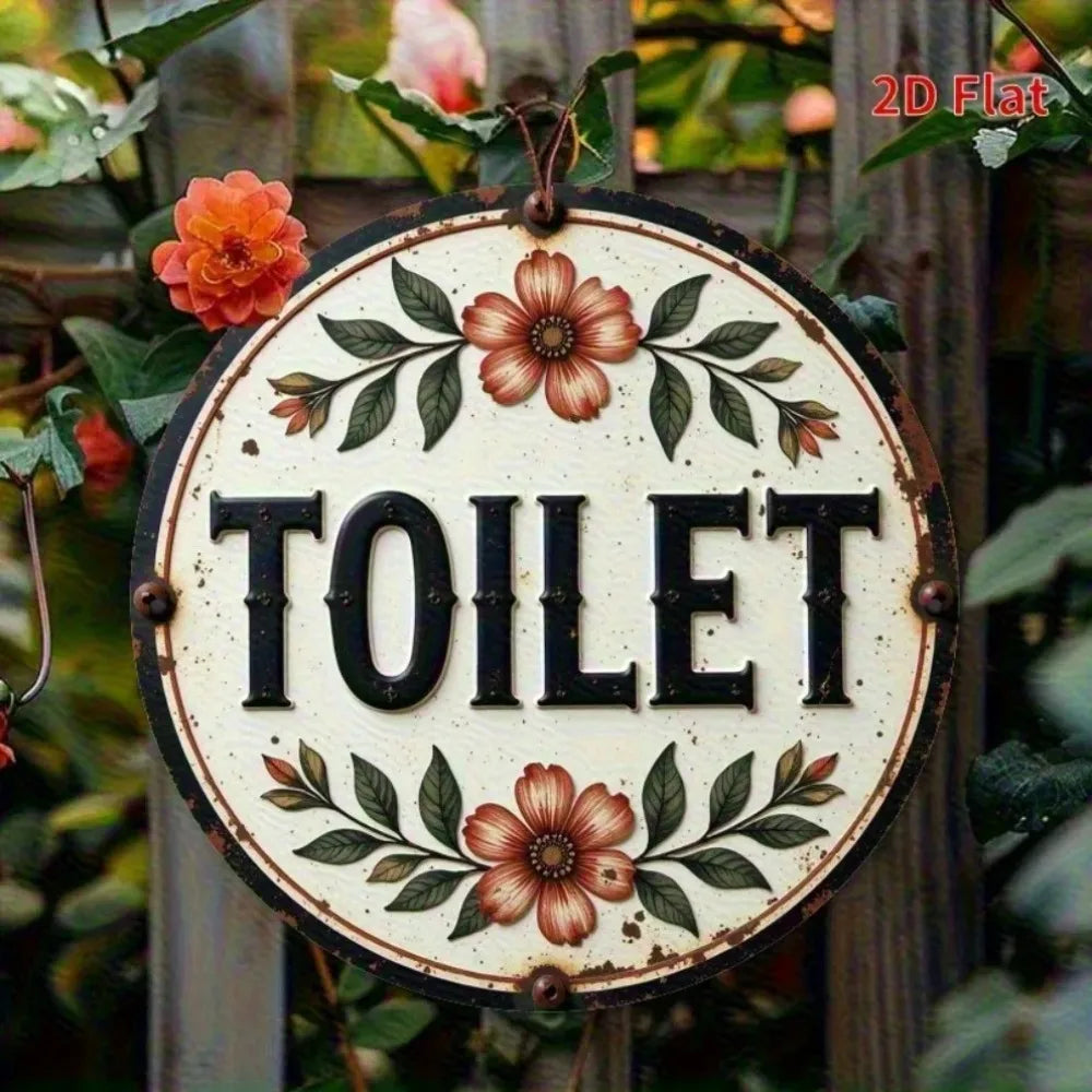 Vintage Toilet Sign Retro Faux Wood Bathroom Decor Humor Easy Install Home