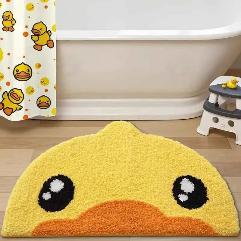 Adorable Little Yellow Duck Cartoon Semi Circular Bathroom