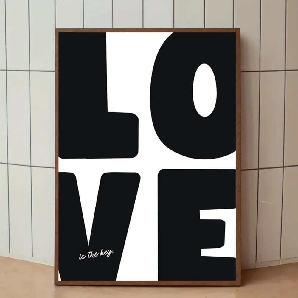 Chic Blue Red Love Canvas Prints Minimalist Valentine's Day Wall Art Poster for Modern Living Room and Home Decor Christmas Gift