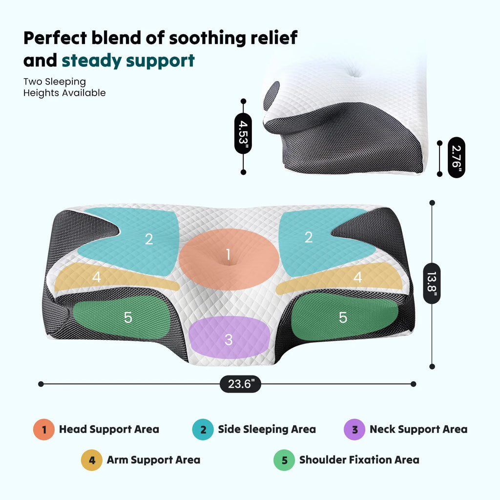 Ergonomic Wide Neck Contour Cooling Memory Foam Pillow