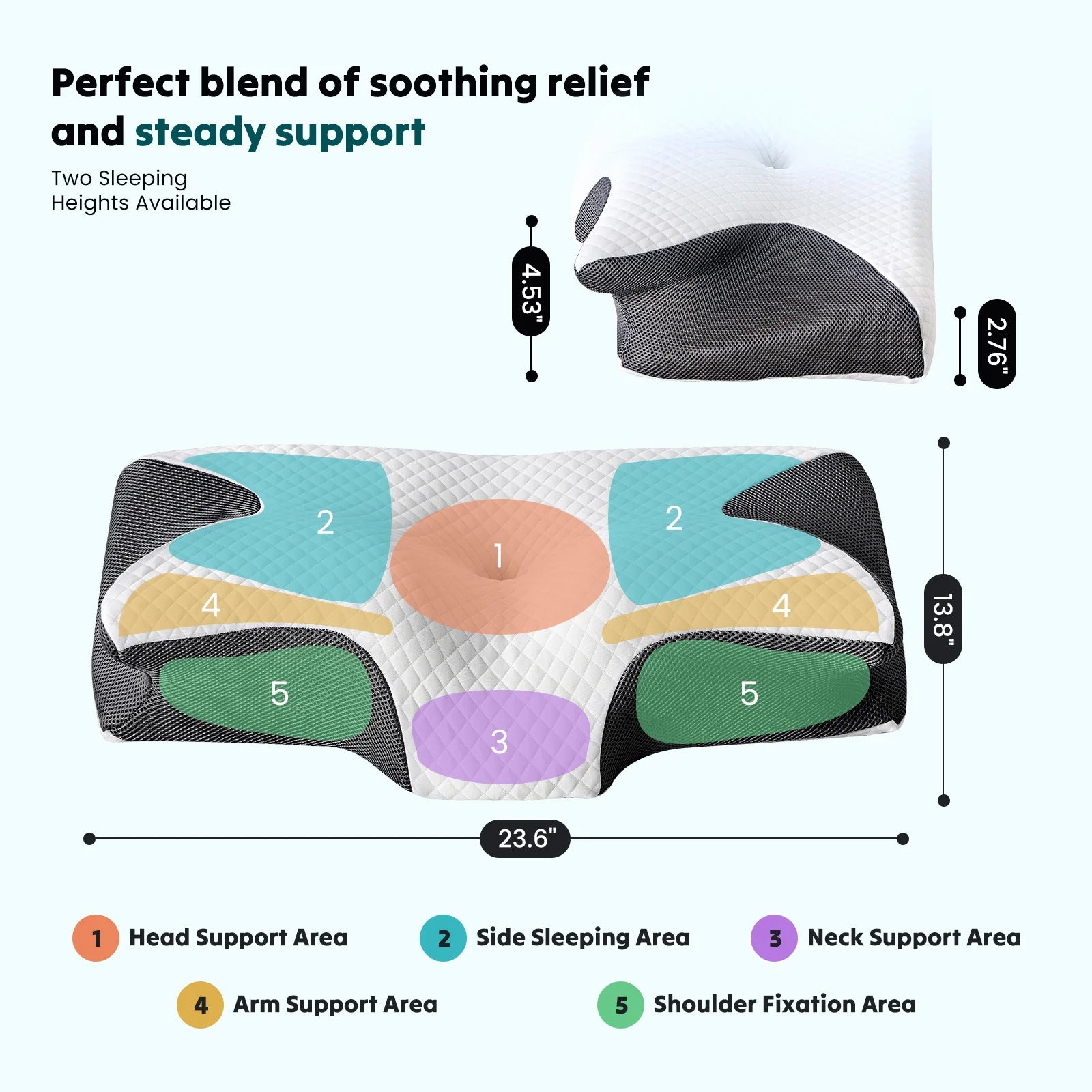 Ergonomic Wide Neck Contour Cooling Memory Foam Pillow