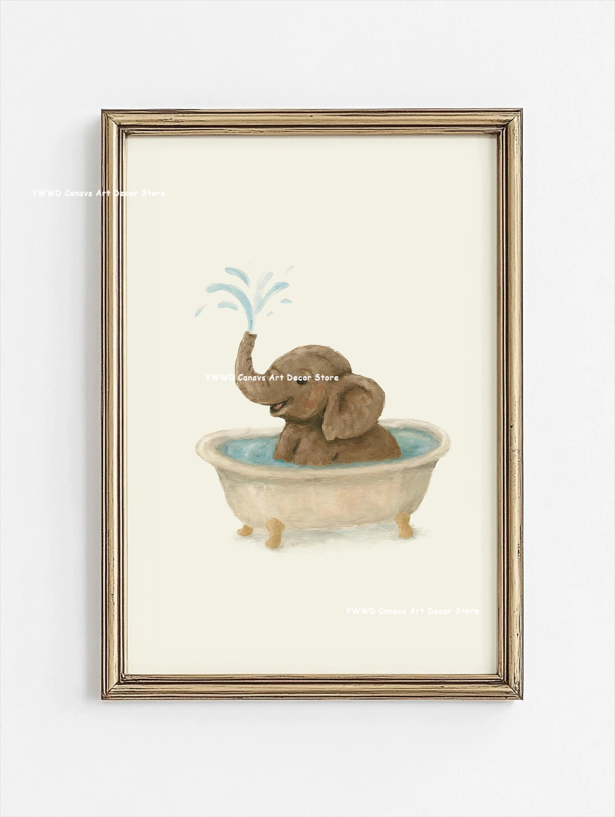 Cute Animal Bubble Bath Wall Art Cute Bathroom Animal Poster Kids Funny Toilet Paper Canvas Print for Nursery Home Decor Gifts