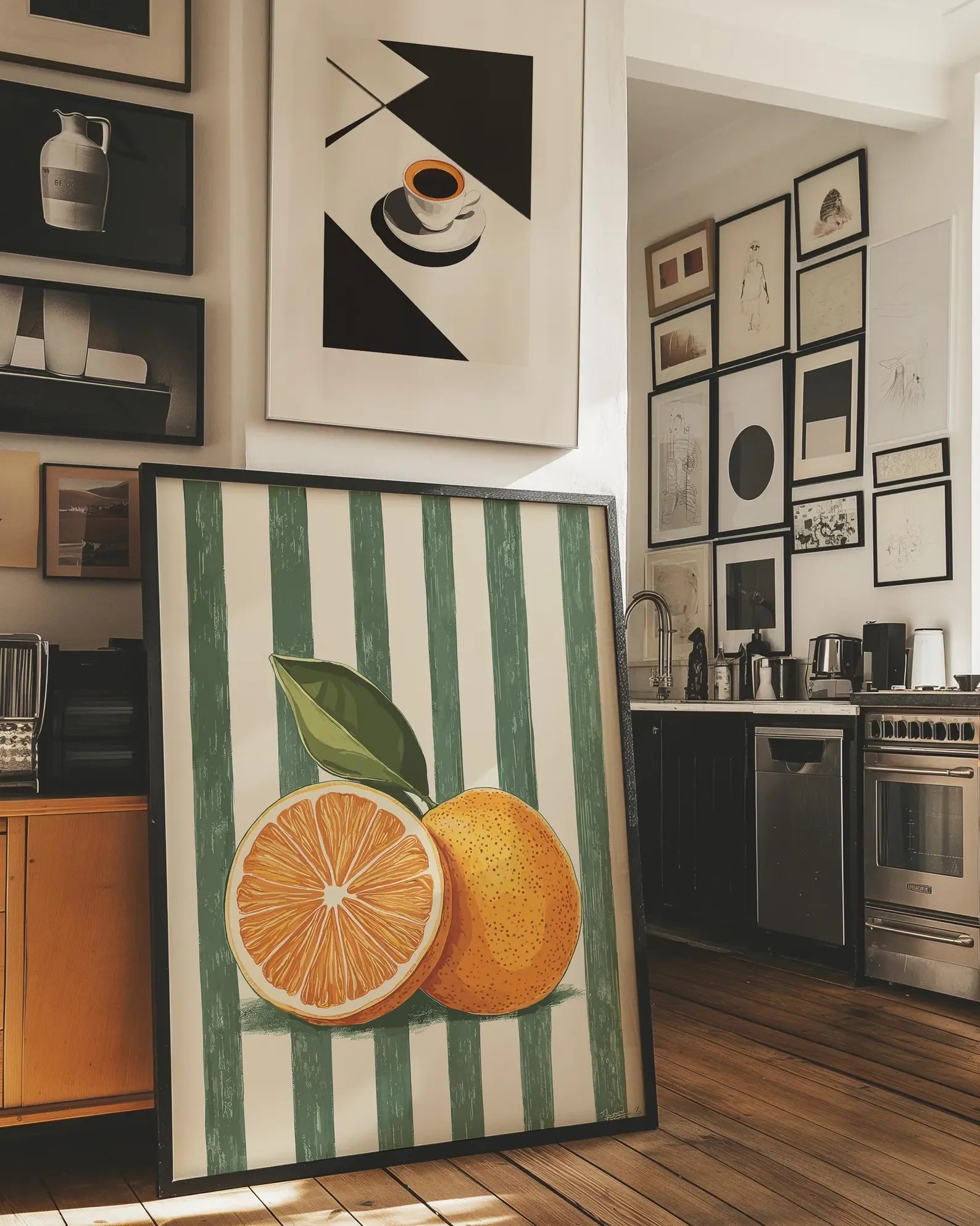Orange Wall Decor, Orange Fruit Poster, Farmhouse Kitchen Art Painting, Kitchen Prints, Trendy Food Art, Retro Kitchen Art, Fruit