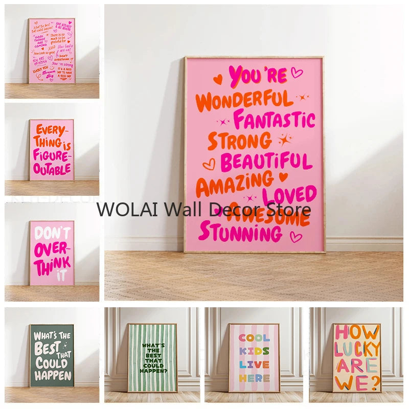 You Are Amazing Pink Canvas Prints What Is The Best Offer That Can Happen Wall Art Posters for Modern Living Room Home Decor