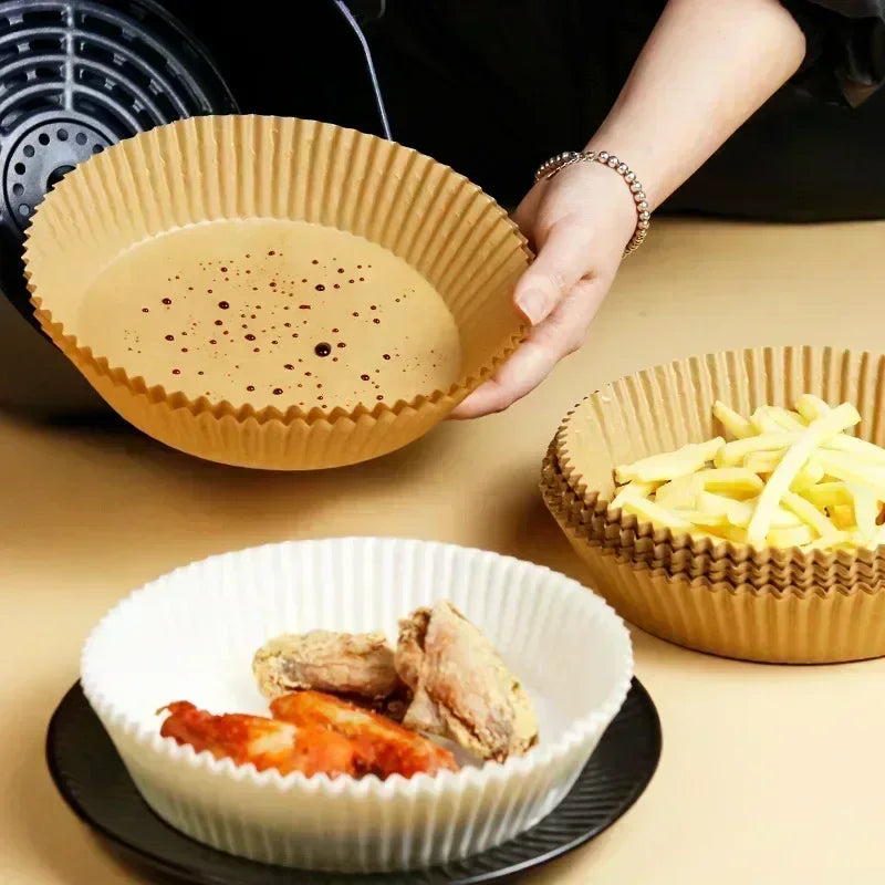 1/100PCS Air Fryer Disposable Paper Square Round Baking Paper Barbecue Plate NonStick Mat Kitchen Oven Oil Absorbing Paper Tool