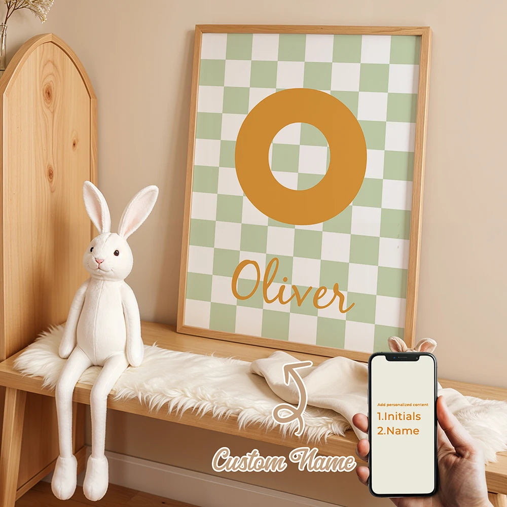 Personalized Custom Name Cartoon Child Stripe Wall Art Print Picture Canvas Poster Painting For Living Room Home Decor Gift