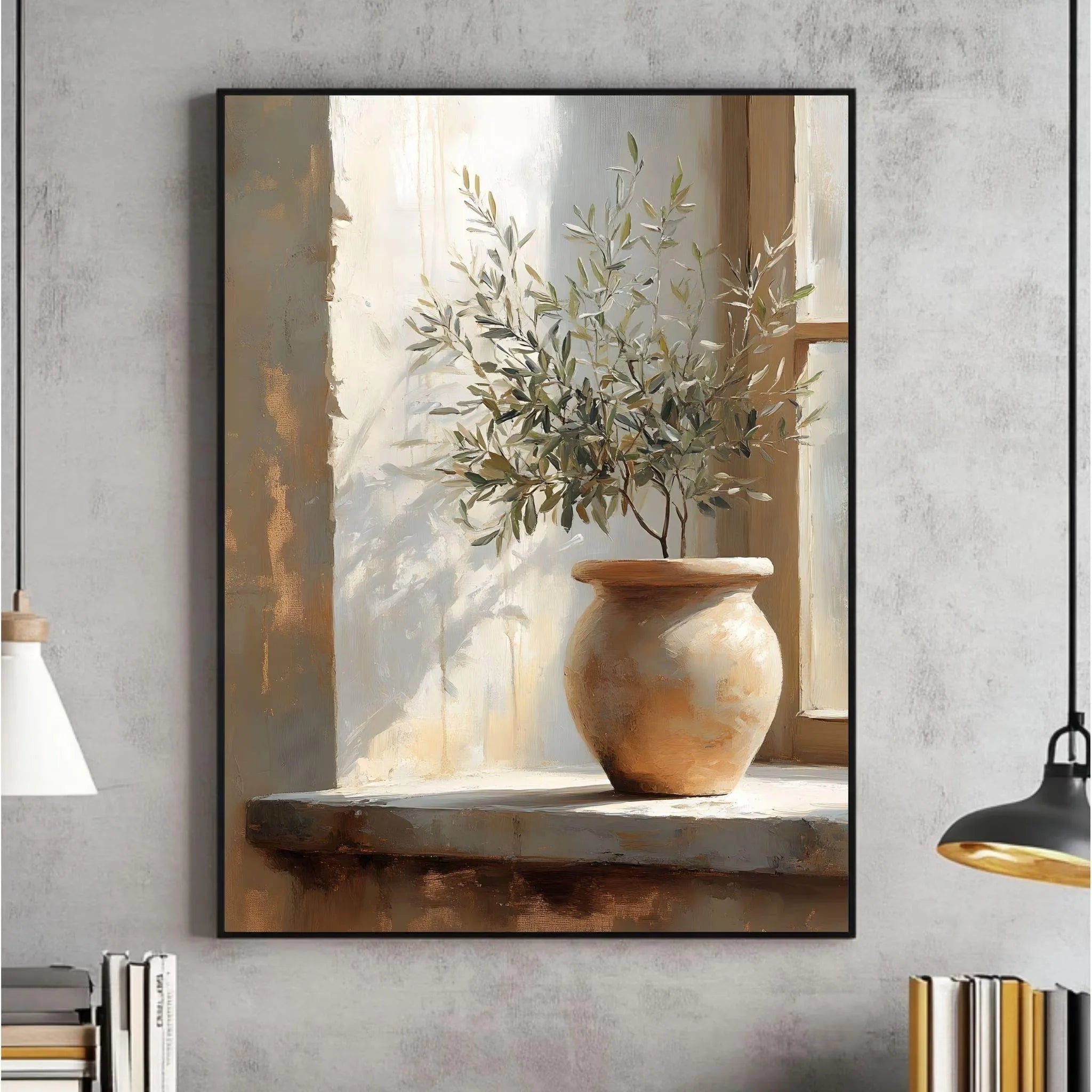 Mediterranean Olive Tree Canvas Art Print Botanical Antique Wall Art Poster for Modern Living Room Bedroom Kitchen Home Decor