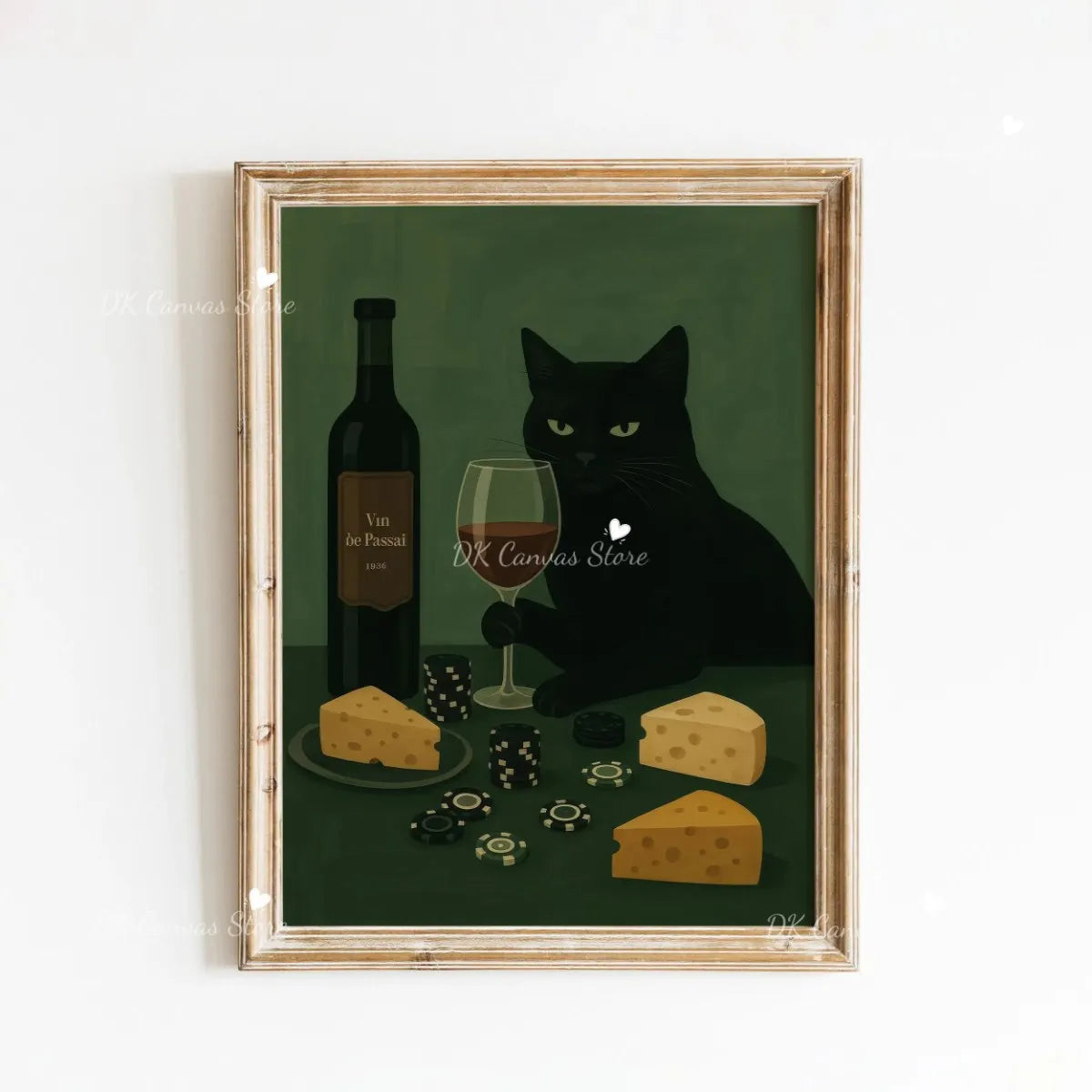 Whimsical Black Cat Eating Canvas Print Poster Vintage Funny Animal Art Prints Kitchen Living Room Wall Art Home Decor Poster