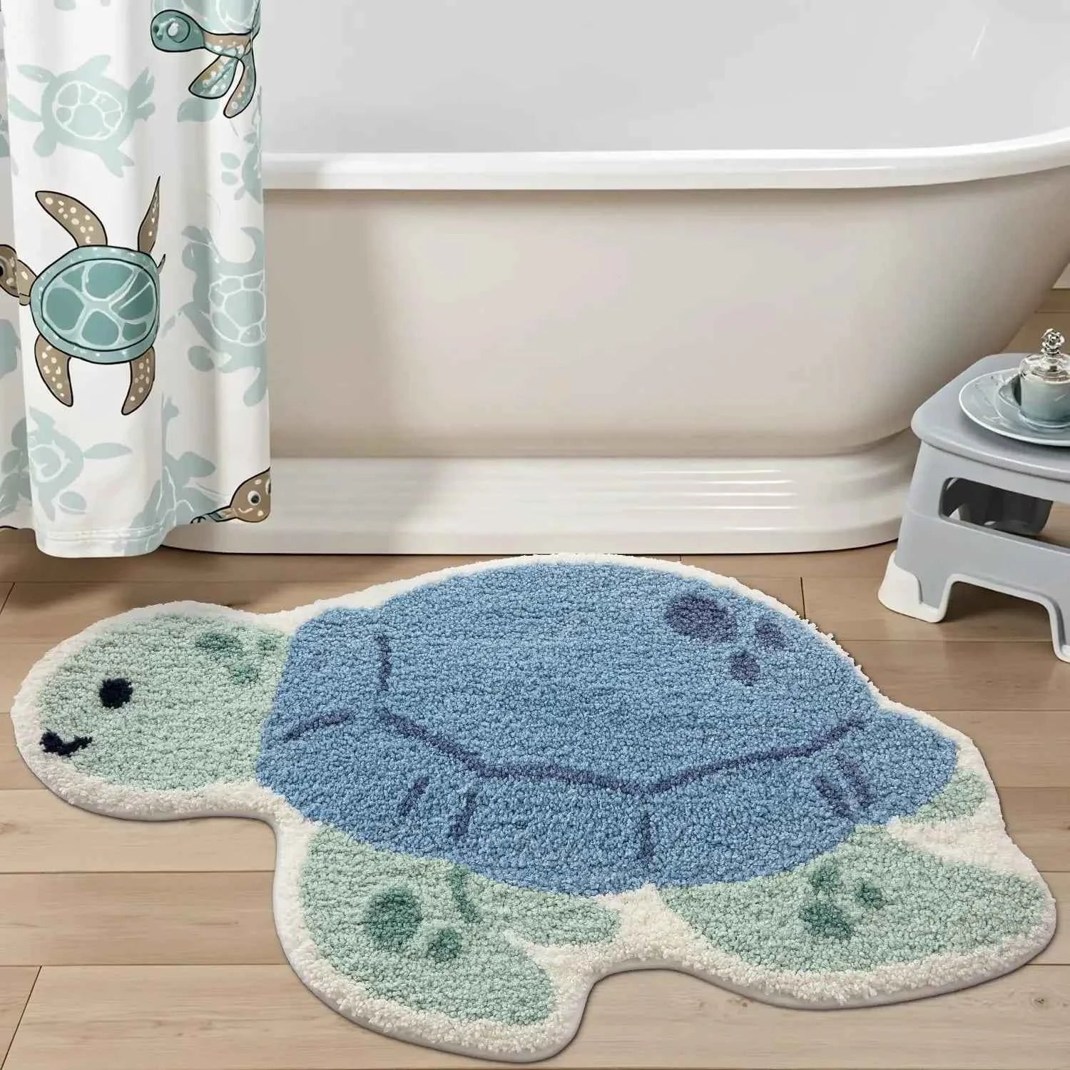 Adorable Little Yellow Duck Cartoon Semi Circular Bathroom