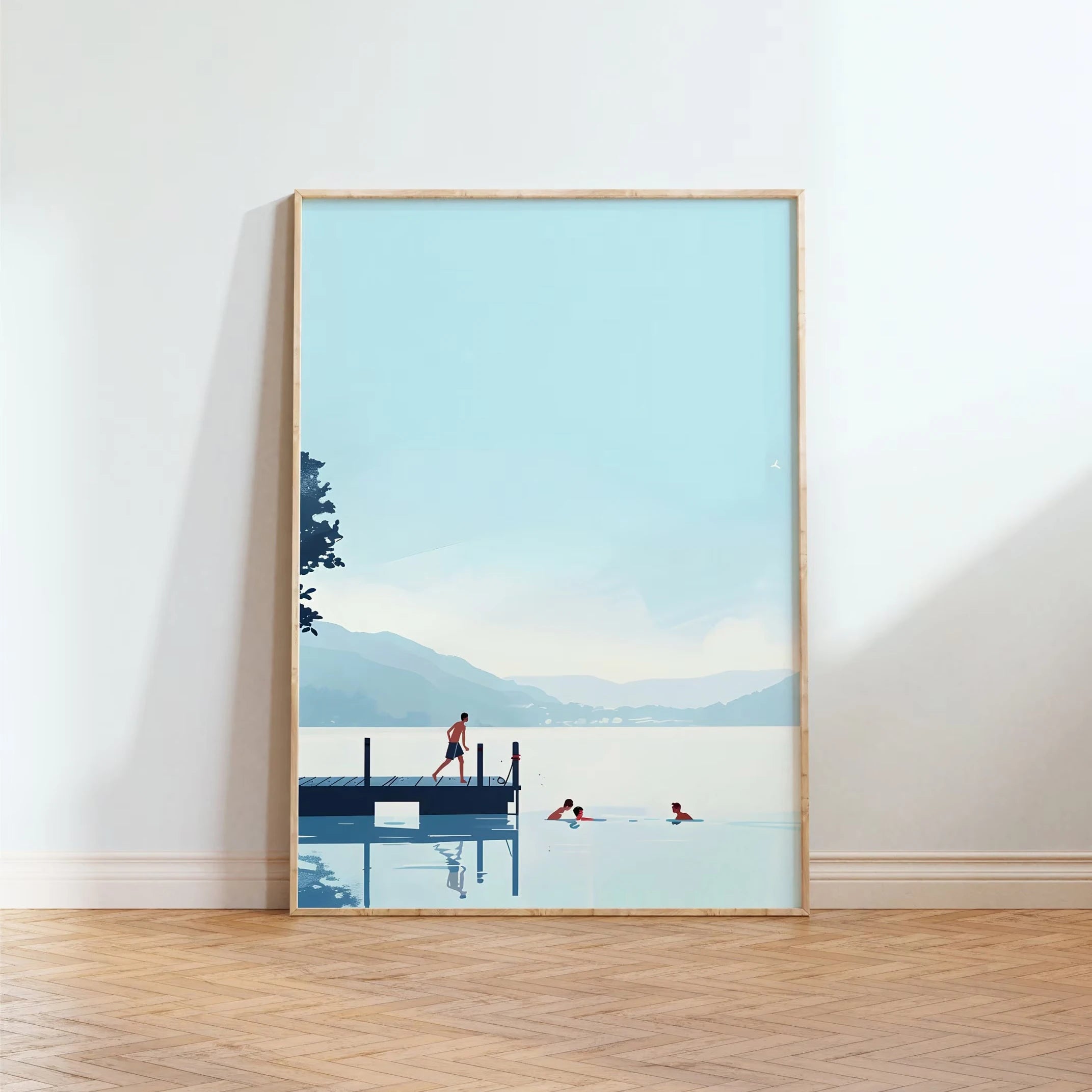 Nordic Summer Girl Swimming Pool Party Beach Ocean Boat Wall Art Print Poster Canvas Painting Picture Living Room & Home Decor