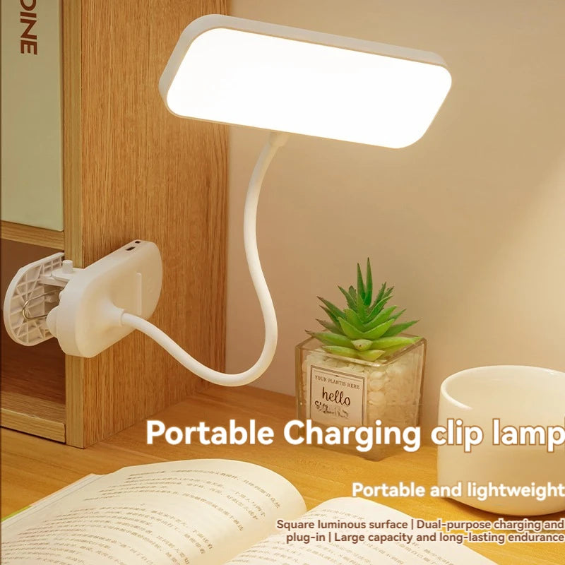 Clip-on LED USB charging desk lamp for college students, dormitory desk and bedroom reading lamp, suitable for office, study,
