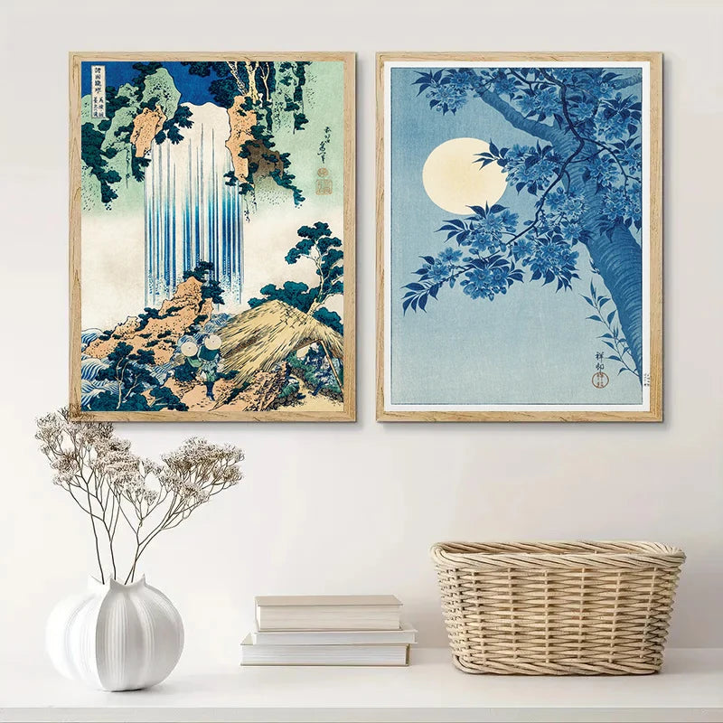 Japan Takahashi Yuming Yamanaka Lake Mount Fuji Canvas Print Cherry Blossoms Wall Art Posters for Modern Living Rooms Home Decor