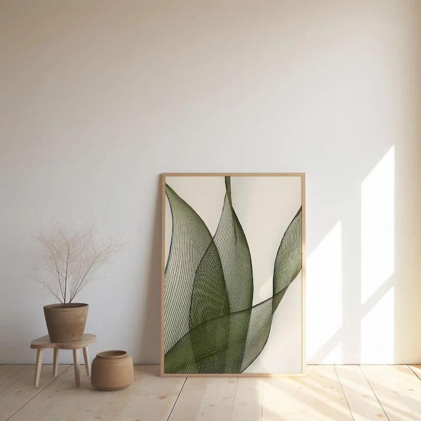 Minimalist Botanical Line Wall Art Prints And Posters Green Leaf Abstract Wall Pictures for Living Room Home Decor Artwork Gift