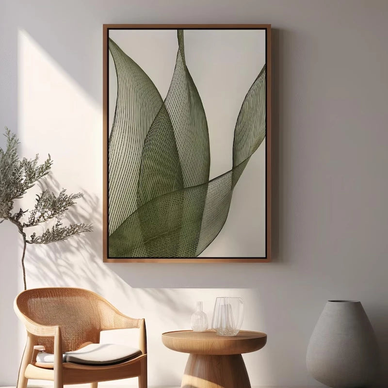 Minimalist Botanical Line Wall Art Prints And Posters Green Leaf Abstract Wall Pictures for Living Room Home Decor Artwork Gift