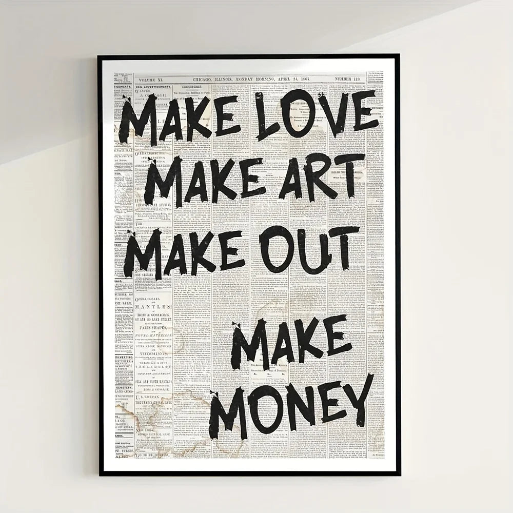 1pc Simple Trendy Text Printing Poster, Simple Canvas Wall Decoration, Modern Art Home Decoration, Living Room Decoration