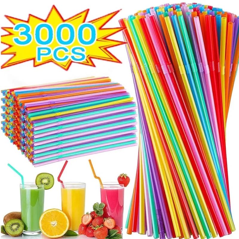 100-3000Pcs Multicolor Drinking Straws rietjes Milk Tea Bar Party Wedding Kitchen Home Accessories Beverage Straw Wholesale