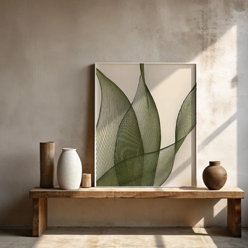 Minimalist Botanical Line Wall Art Prints And Posters Green Leaf Abstract Wall Pictures for Living Room Home Decor Artwork Gift