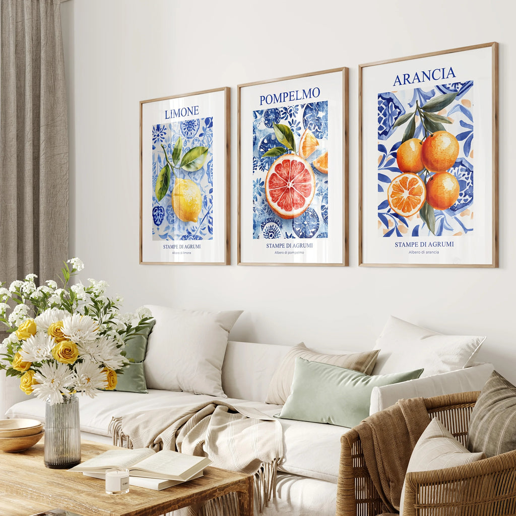 Retro Lemon Garden Canvas Poster Fresh Lemon Olive Tree Wall Art Prints for Modern Living Room Office & Summer Home Decor Gifts