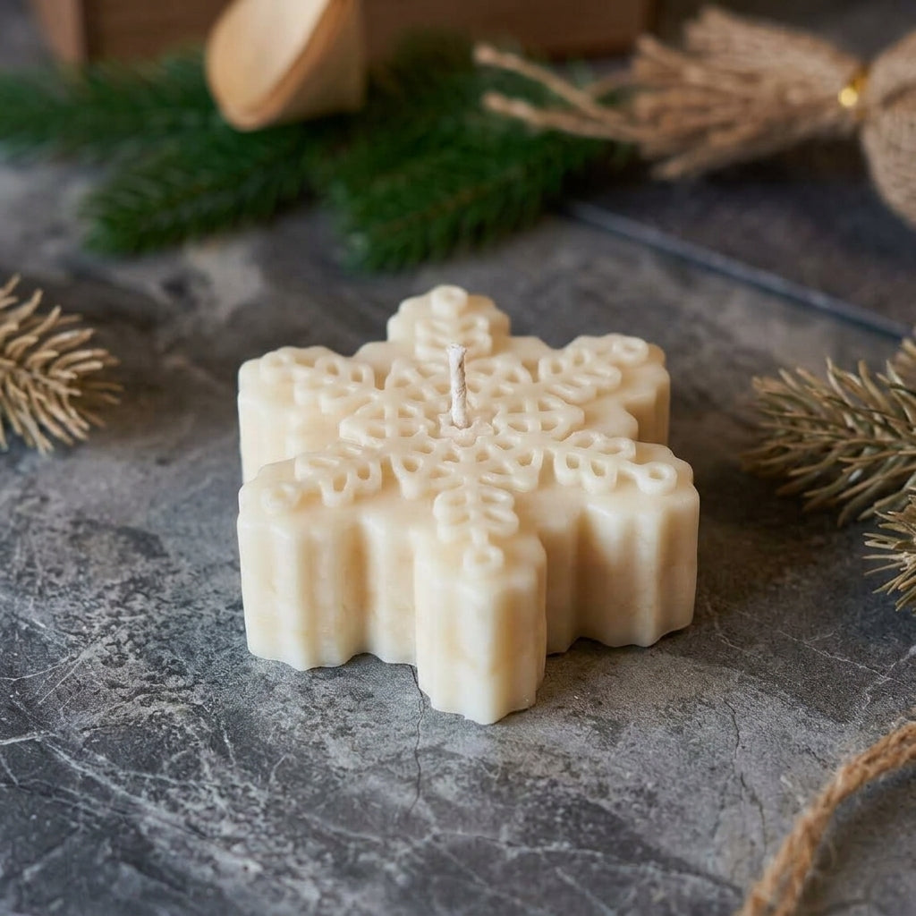 Snowflakes Soy Wax Candle | Handcrafted Winter Holiday Decor