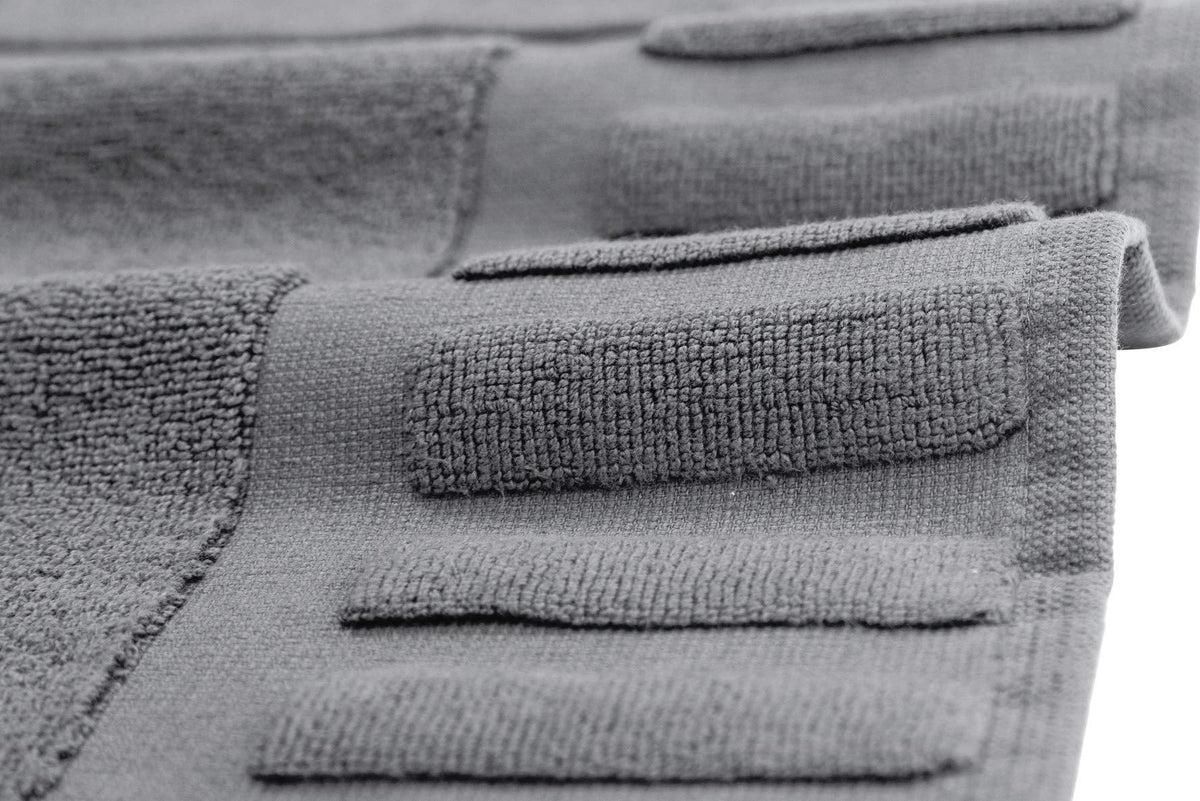 Luxury Bath Mat Floor Towel Set Grey White 22 x34 in 2 Pack Absorbent Cotton