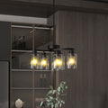6/9-Light Modern Farmhouse Chandelier | Black, Chrome or Gold with Clear Glass Shades — Adjustable Height, Dimmable, Dining Room & Kitchen Island