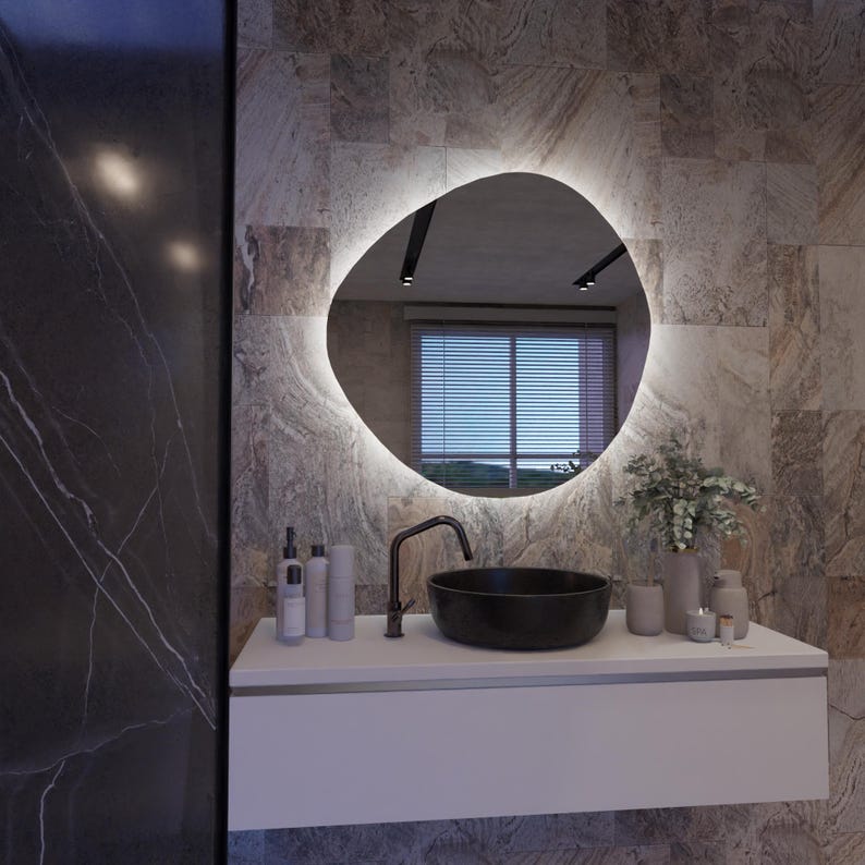 LED Bathroom Mirror – Round Backlit Wall Mirror with Touch Control, Modern Lighted Vanity Mirror Warm & Cool LED
