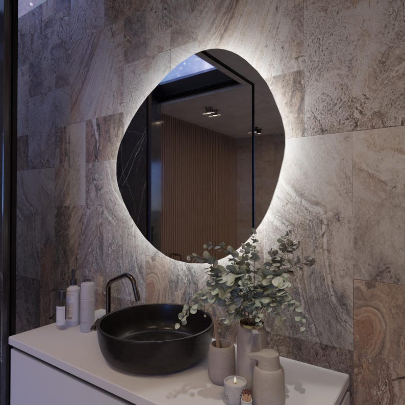 LED Bathroom Mirror – Round Backlit Wall Mirror with Touch Control, Modern Lighted Vanity Mirror Warm & Cool LED