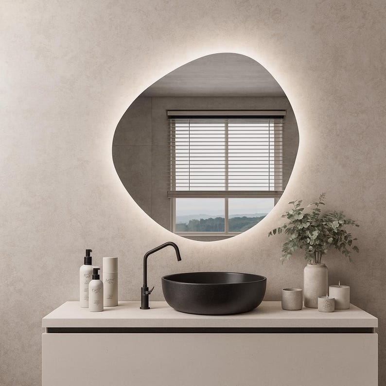 LED Bathroom Mirror – Round Backlit Wall Mirror with Touch Control, Modern Lighted Vanity Mirror Warm & Cool LED