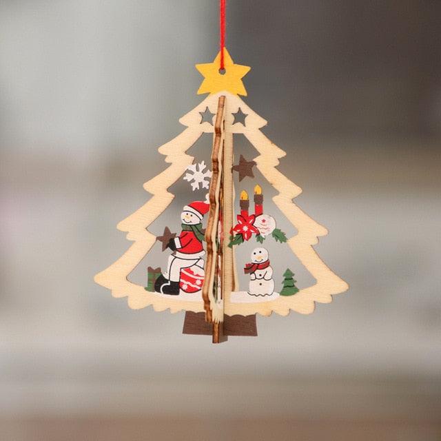Christmas Ornament Wooden Hanging Pendants Star Tree Bell Christmas Hanging Wooden Ornament Hollow Fretwork Laser Cutting Wood Carving Christmas Tree Hanging Ornaments Decorations for Holiday Season Festival Christmas Decorations For Home Party New Year