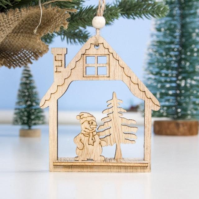 Christmas Ornament Wooden Hanging Pendants Star Tree Bell Christmas Hanging Wooden Ornament Hollow Fretwork Laser Cutting Wood Carving Christmas Tree Hanging Ornaments Decorations for Holiday Season Festival Christmas Decorations For Home Party New Year