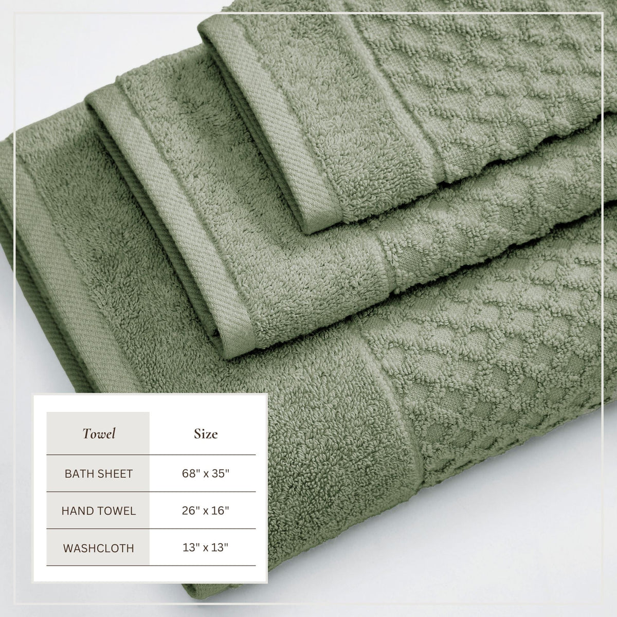 Cotton Diamond Waffle Weave Bath Towel Set - Grayson Collection