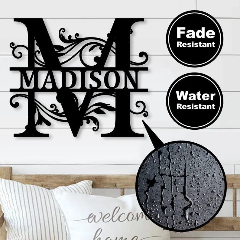 Custom Metal Wall Art - Personalized Split Letter Monogram Sign
