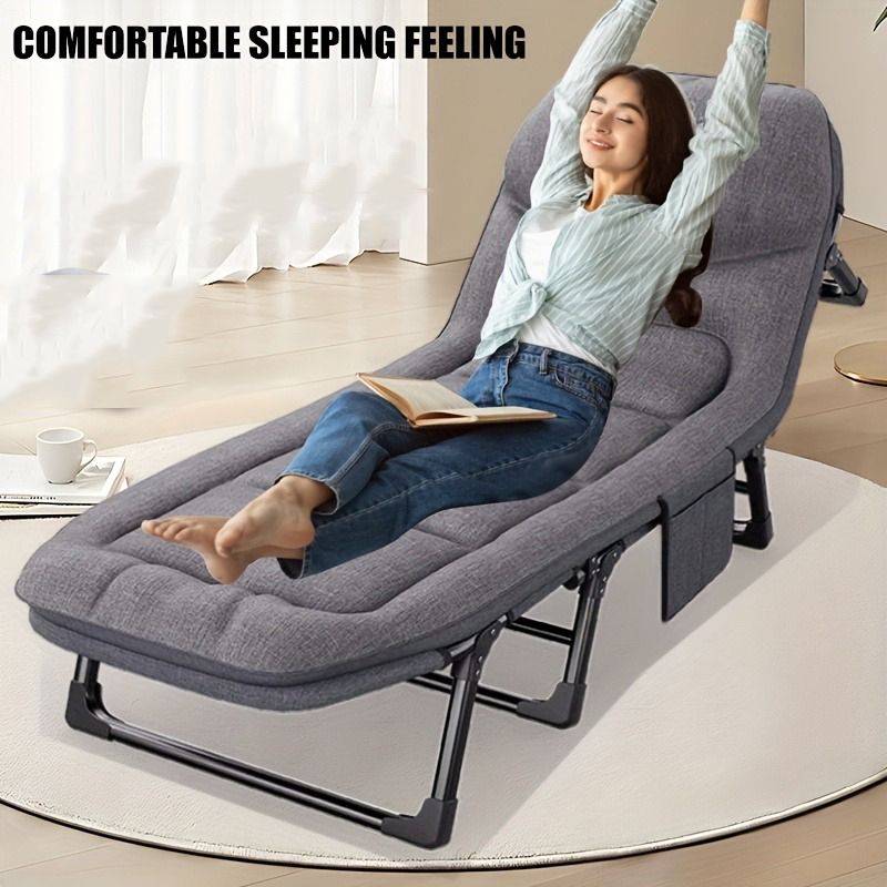 1-pack American style patio folding bed, outdoor patio furniture, comfortable ergonomic single recliner, patio chaise folding bed with mattress