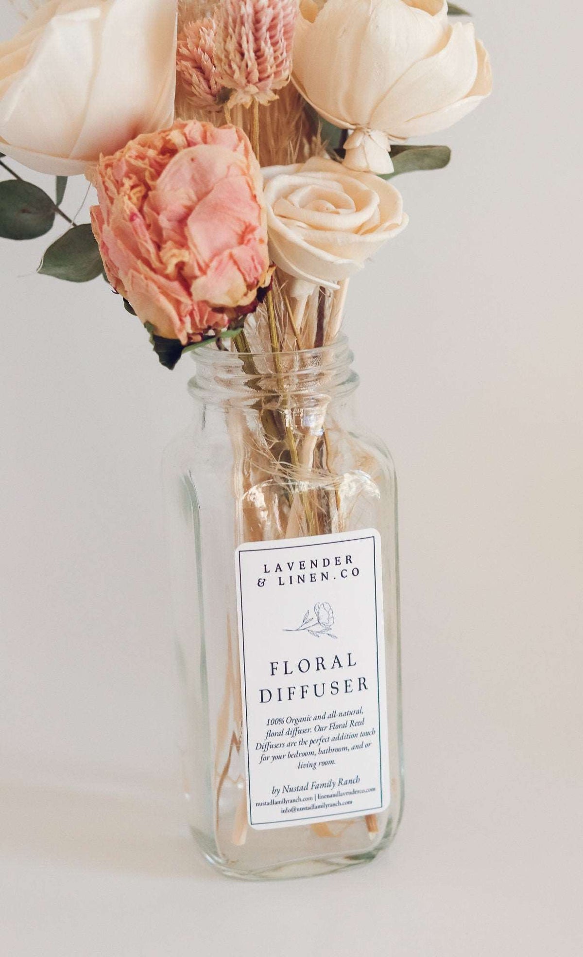 Diffuser for Essential Oils, Sunflower Floral Reed Diffuser with Essential Oils, Botanicals and Sola Wood Flowers, for Bedroom and Bathroom