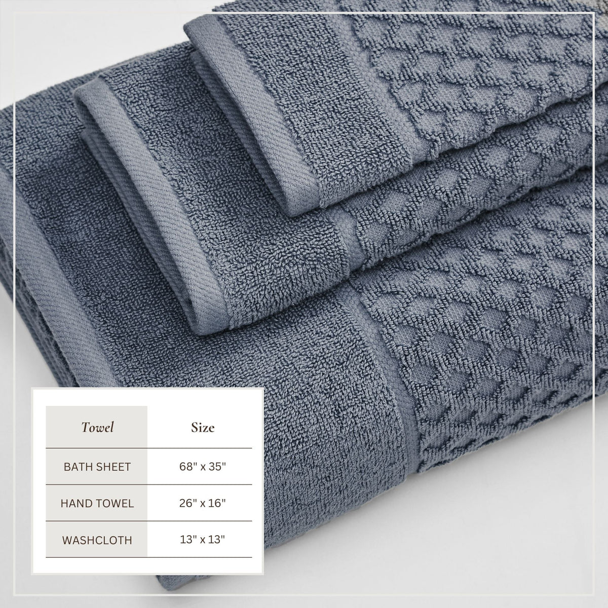 Cotton Diamond Waffle Weave Bath Towel Set - Grayson Collection
