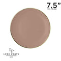 Round Clay Beige and Gold Plastic Plates | 10 Pack