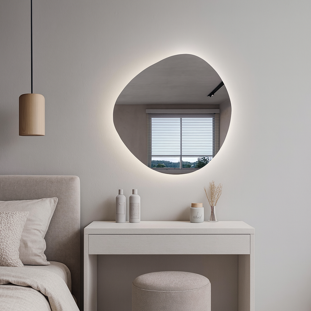 LED Bathroom Mirror – Round Backlit Wall Mirror with Touch Control, Modern Lighted Vanity Mirror Warm & Cool LED