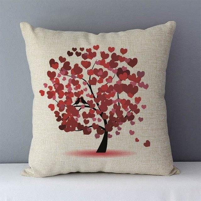 Plants Life Trees Printed Cozy Cushion For Couch Seat Back Cushions Home Decorative Pillow Covers Colorful Different Shaped Trees Linen Printed Pillowcases Autumn Square Decorative Cushion Covers Soft For Sofa Bed 45x45CM