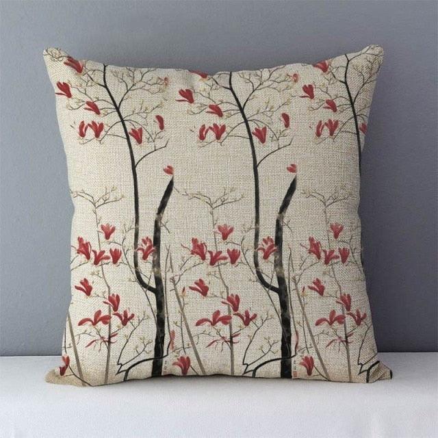 Plants Life Trees Printed Cozy Cushion For Couch Seat Back Cushions Home Decorative Pillow Covers Colorful Different Shaped Trees Linen Printed Pillowcases Autumn Square Decorative Cushion Covers Soft For Sofa Bed 45x45CM