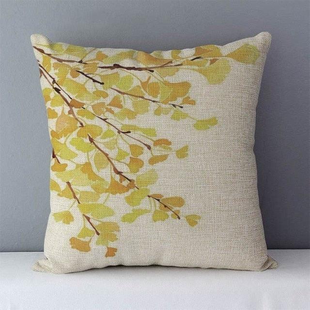 Plants Life Trees Printed Cozy Cushion For Couch Seat Back Cushions Home Decorative Pillow Covers Colorful Different Shaped Trees Linen Printed Pillowcases Autumn Square Decorative Cushion Covers Soft For Sofa Bed 45x45CM