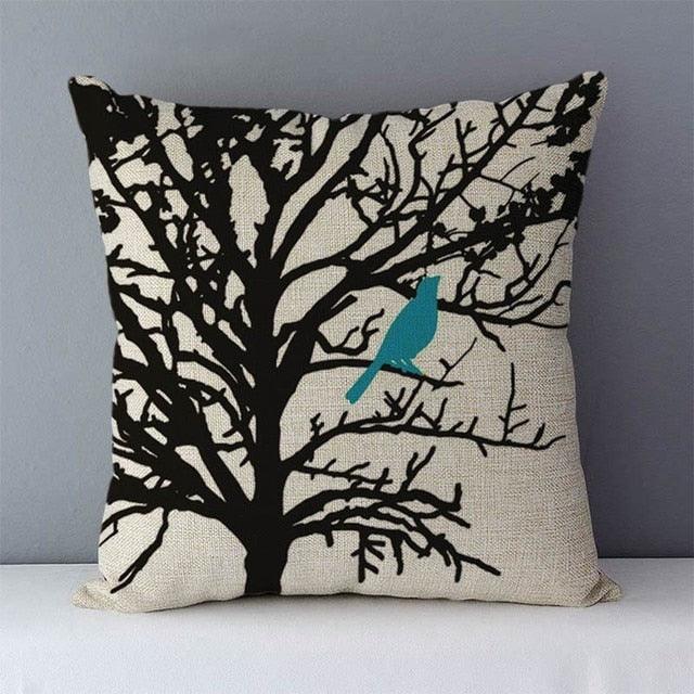 Plants Life Trees Printed Cozy Cushion For Couch Seat Back Cushions Home Decorative Pillow Covers Colorful Different Shaped Trees Linen Printed Pillowcases Autumn Square Decorative Cushion Covers Soft For Sofa Bed 45x45CM