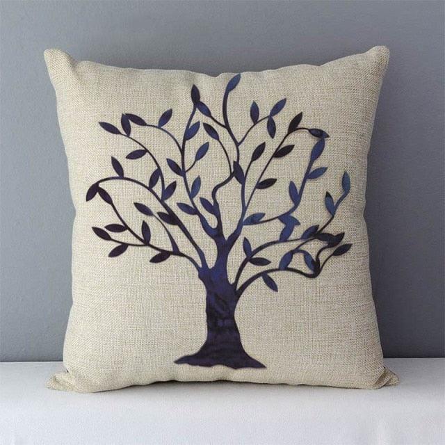 Plants Life Trees Printed Cozy Cushion For Couch Seat Back Cushions Home Decorative Pillow Covers Colorful Different Shaped Trees Linen Printed Pillowcases Autumn Square Decorative Cushion Covers Soft For Sofa Bed 45x45CM