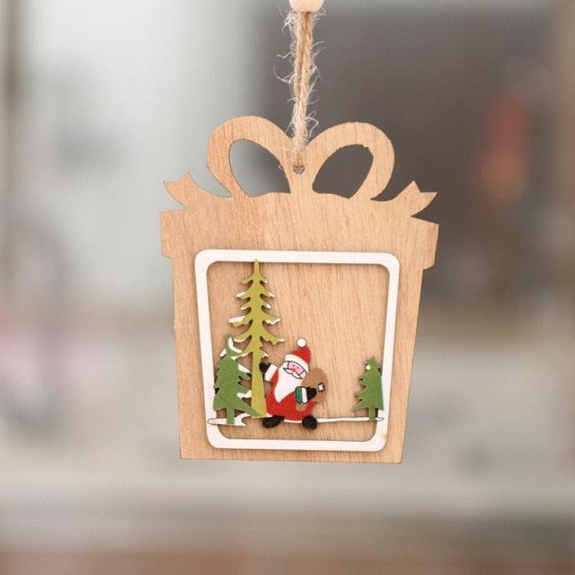 Christmas Ornament Wooden Hanging Pendants Star Tree Bell Christmas Hanging Wooden Ornament Hollow Fretwork Laser Cutting Wood Carving Christmas Tree Hanging Ornaments Decorations for Holiday Season Festival Christmas Decorations For Home Party New Year