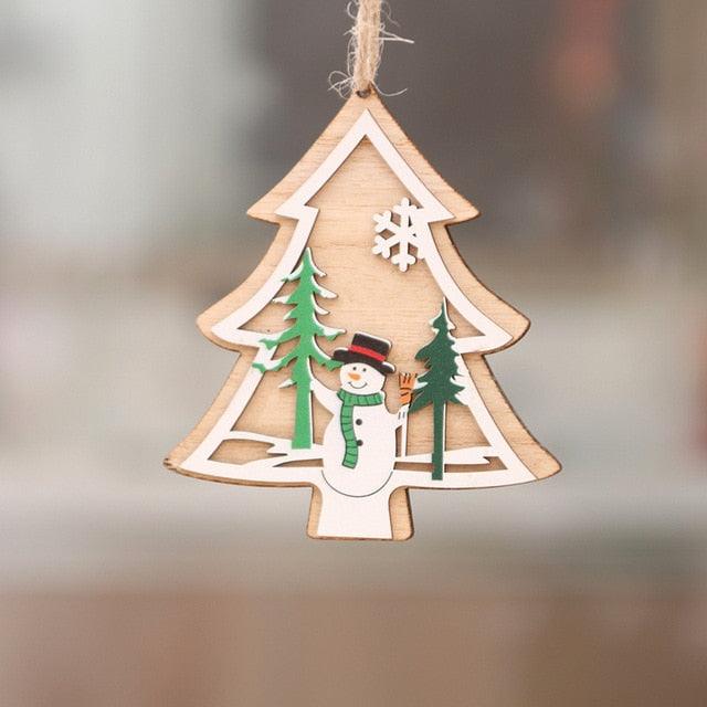 Christmas Ornament Wooden Hanging Pendants Star Tree Bell Christmas Hanging Wooden Ornament Hollow Fretwork Laser Cutting Wood Carving Christmas Tree Hanging Ornaments Decorations for Holiday Season Festival Christmas Decorations For Home Party New Year